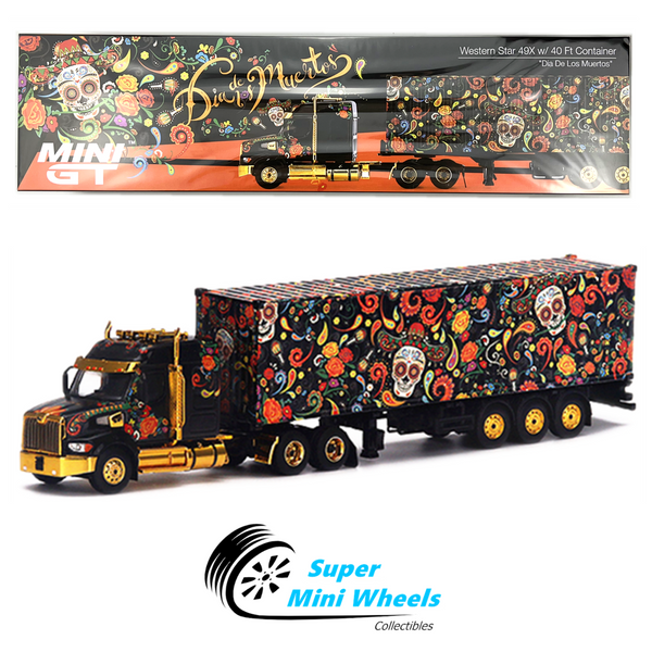 Mini GT 1:64 Western Star 49X w/ 40 Ft Container "Dia De Los Muertos" #400