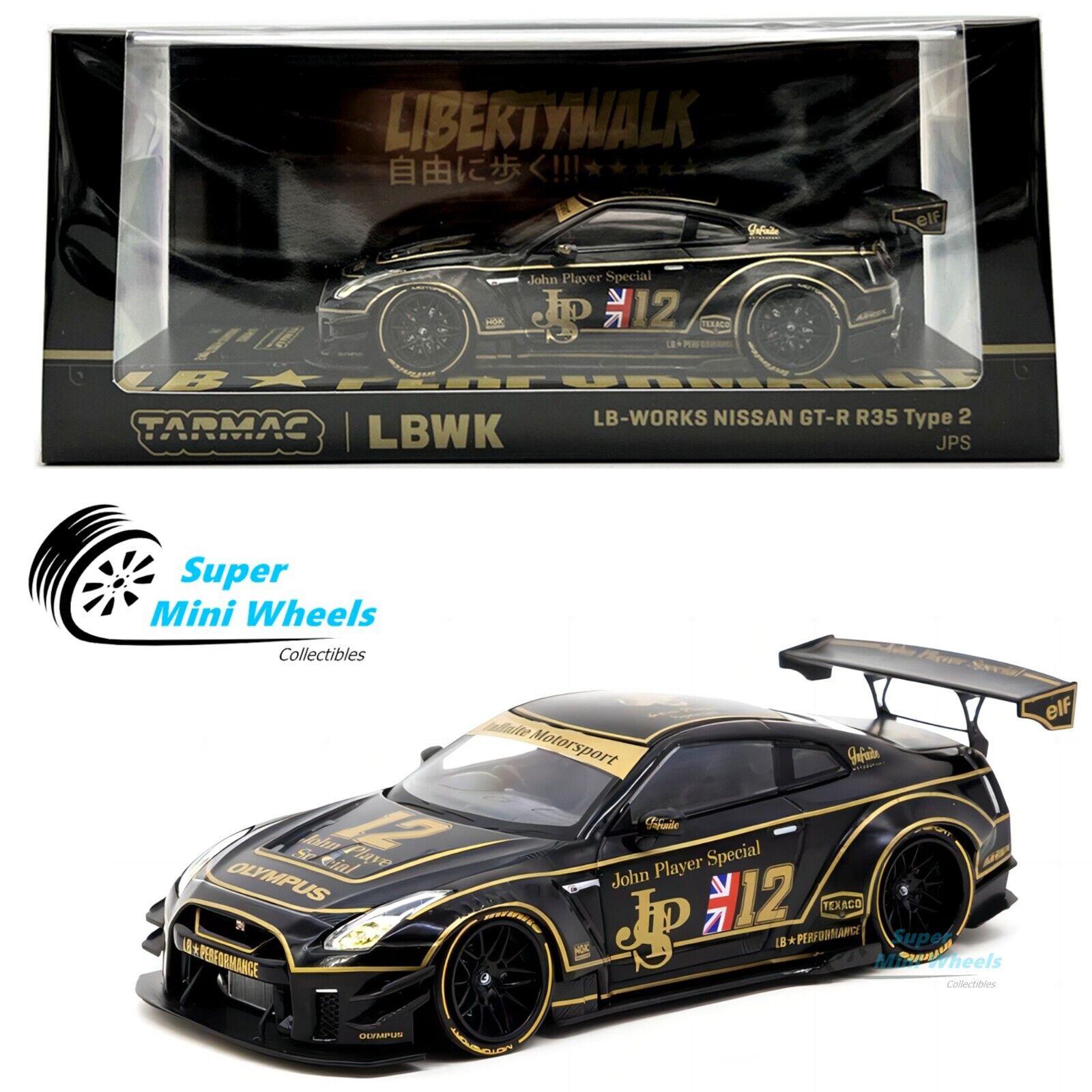 Tarmac Works 1:43 LB-WORKS NISSAN GT-R R35 Type 2 JPS – Super Mini Wheels