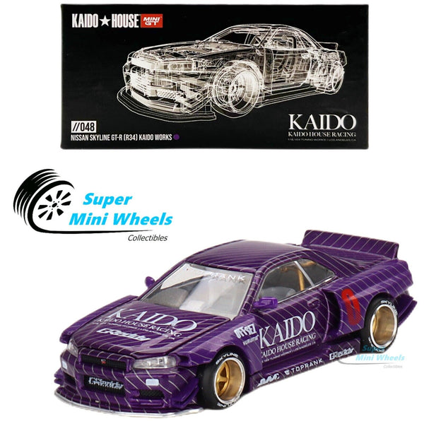 Mini GT x Kaido House 1:64 Nissan Skyline GT-R (R34) Kaido Works V1 Purple #048