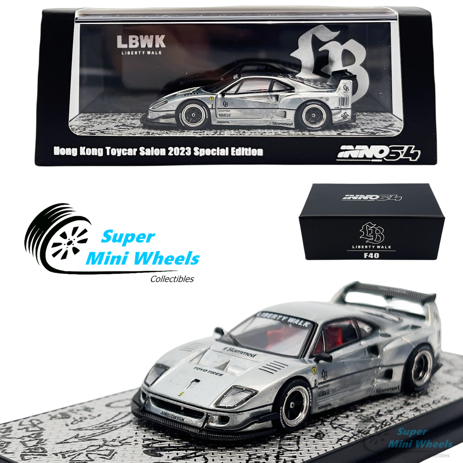 CHASE ! INNO64 1:64 LBWK Ferrari F40 Matte Black Hong Kong Toycar Salo ...