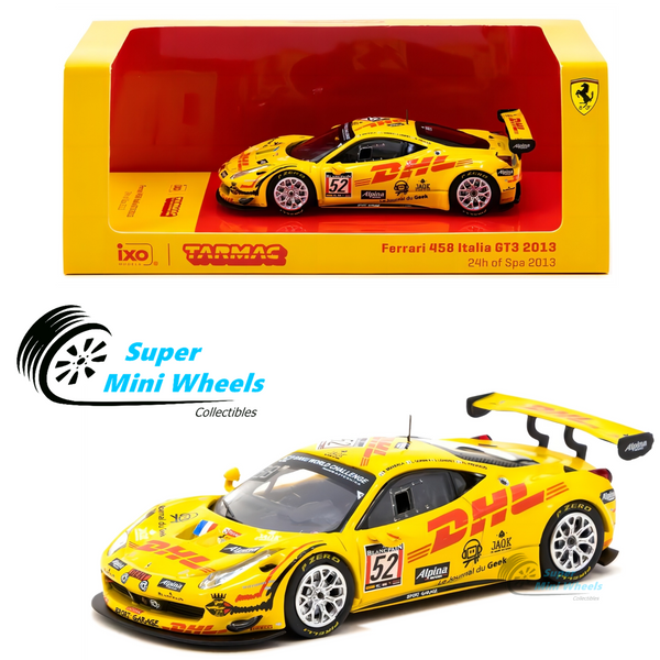 Tarmac Works 1:64 Ferrari 458 Italia GT3  24 Hours of Spa 2013 #52 DHL (Yellow)