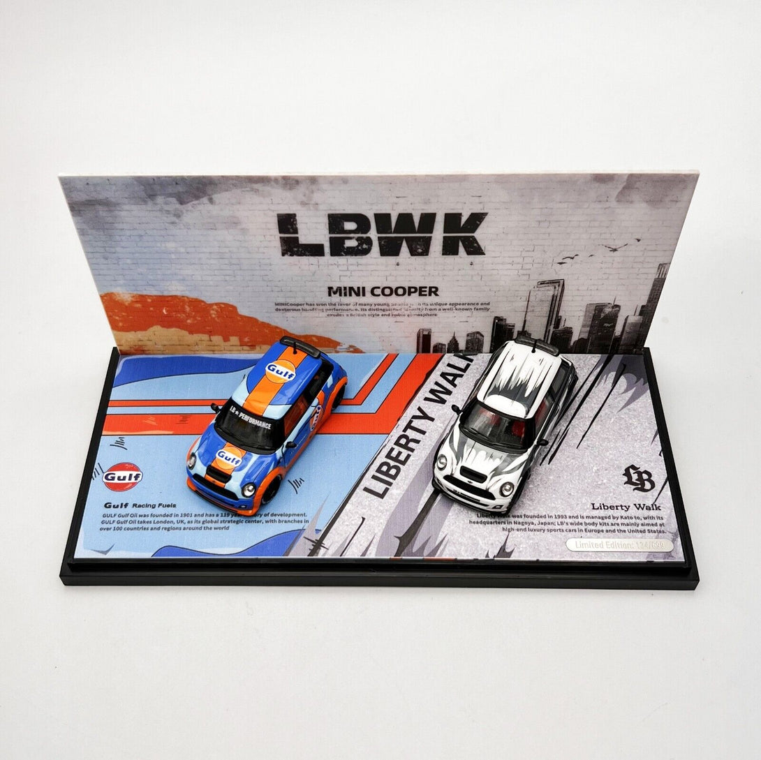 Time Micro 1:64 LBWK Mini Cooper Gulf & White - 2 Cars Set - Diecast M ...