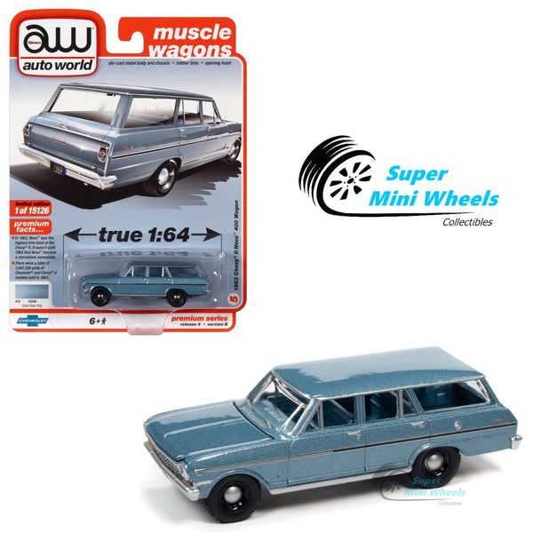 Auto World 1:64 - 1963 Chevrolet II Nova Station Wagon (Silver Blue Poly)