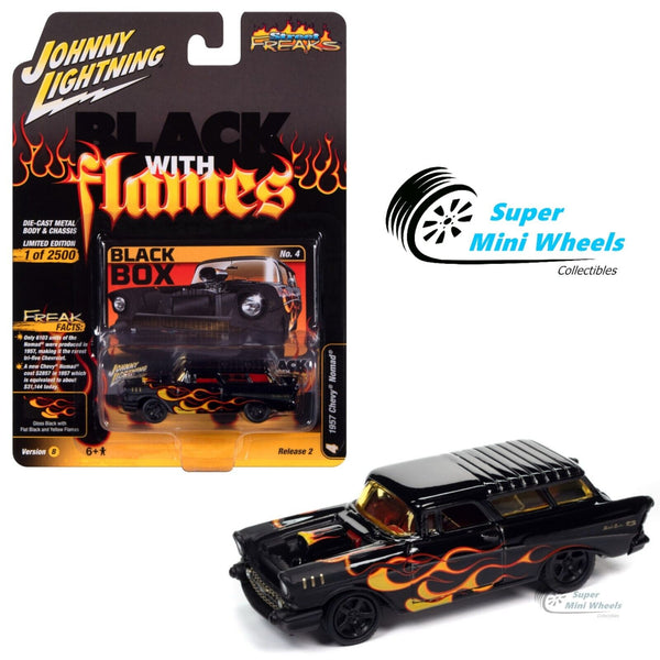 Johnny Lightning 1:64 - 1957 Chevrolet Nomad (Black with Flames)