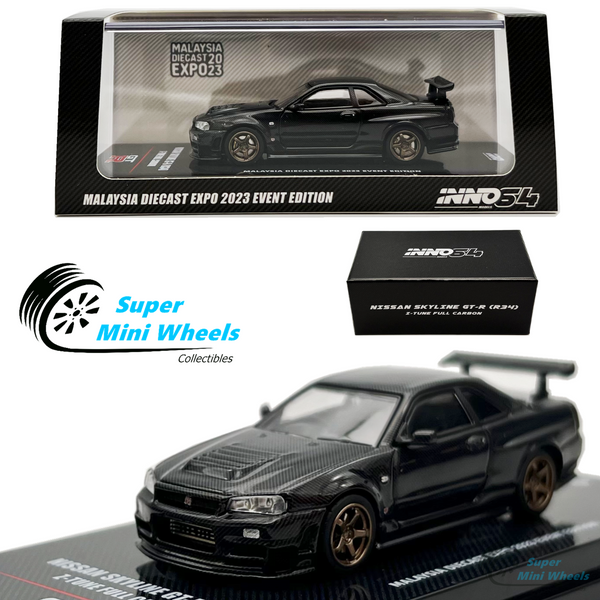 INNO64 1:64 Nissan Skyline GT-R R34 Z-TUNE Full Carbon Black Malaysia EXPO 2023