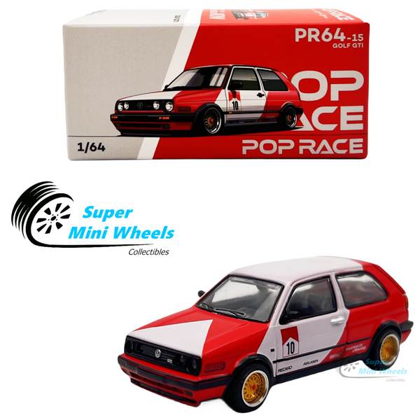 Pop Race 1:64 Volkswagen Golf GTI #10 (Red/White) PR64-15