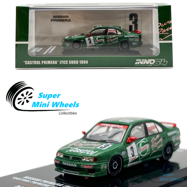 INNO64 1:64 Nissan Primera P10 #3 "Castrol Primera" JTCC SUGO 1994 (Green)