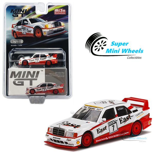 Mini GT 1:64 Mercedes-Benz 190E 2.5-16 Evolution II #7 "East" (White/Red) #239