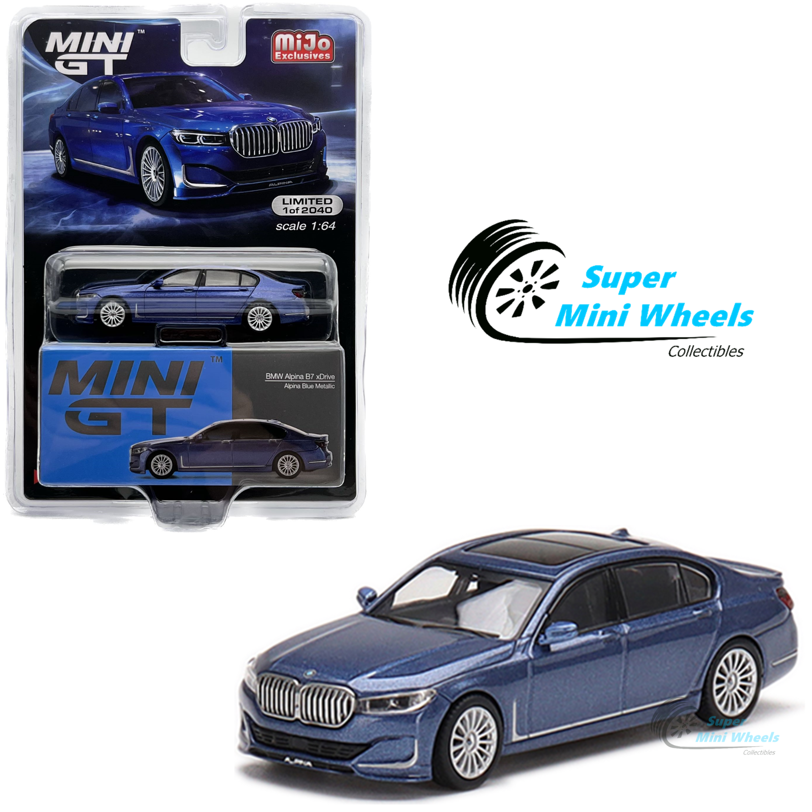 Mini GT 1:64 BMW Alpina B7 xDrive Alpina Blue Metallic #471 – Super ...