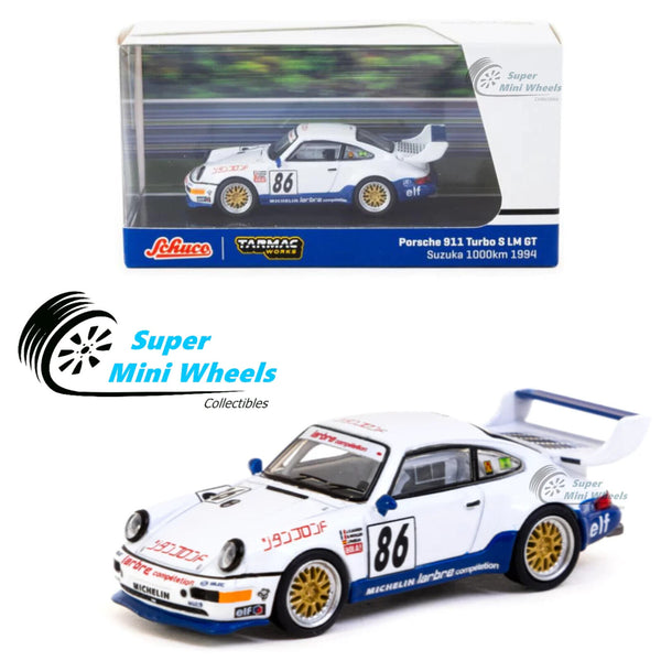 Tarmac Works x Schuco 1:64 Porsche 911 Turbo S LM GT Suzuka 1000km 1994 #86