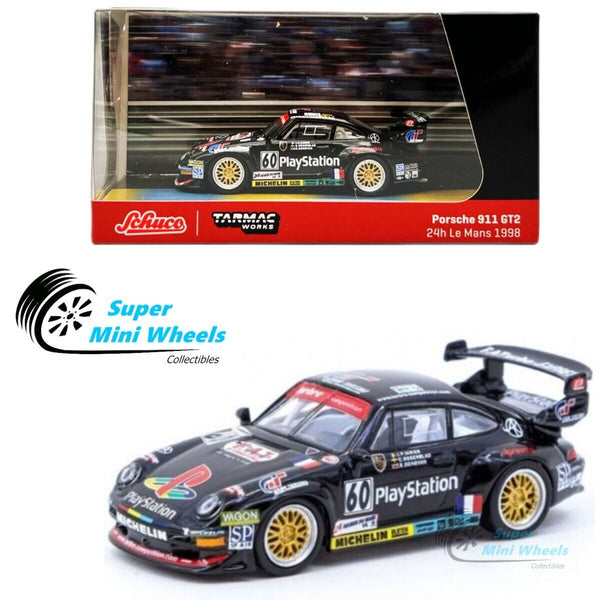 Tarmac Works x Schuco 1:64 Porsche 911 GT2 #60 (Black) 24Hr Le Mans 1998