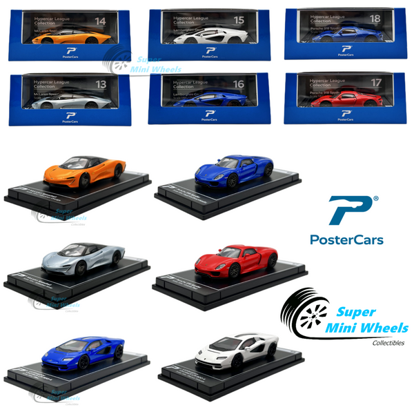 PosterCars 1:64 Hypercar League Collection Set 6Pcs #13-#18