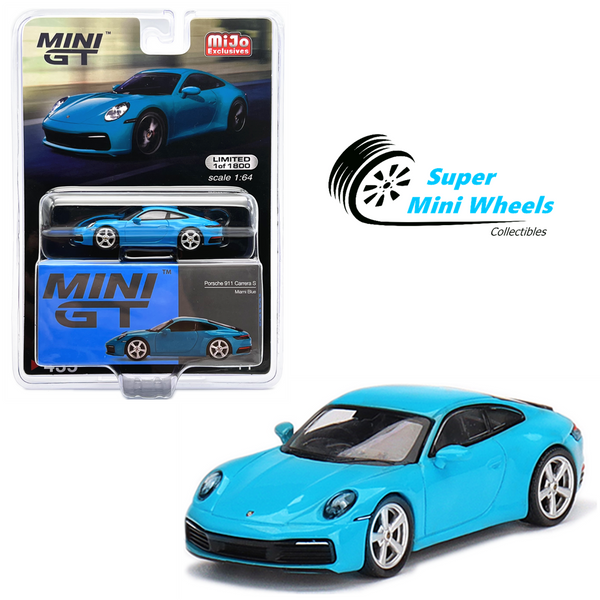 Mini GT 1:64 Porsche 911 (992) Carrera S Miami Blue #435