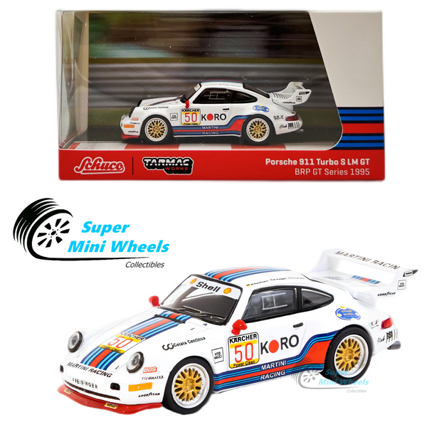 Schuco X Tarmac Works 1/64 Porsche 911 Turbo S LM GT BRP GT Series 1995 #50