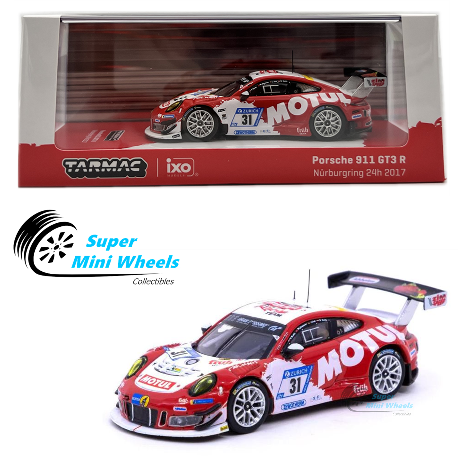 Xe Mô Hình Porsche 911 GT3 R Nurburgring 24H 2017 1:64 Tarmac Works( T