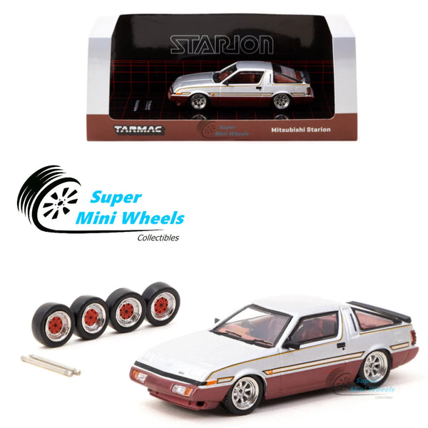 Tarmac Works 1:64 Mitsubishi Starion Silver with extra wheels