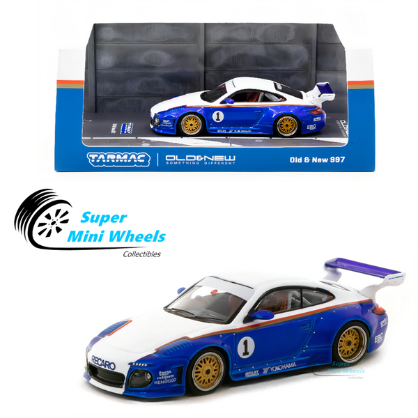 Tarmac Works 1:64 Old & New Porsche 997 #1 Blue / White