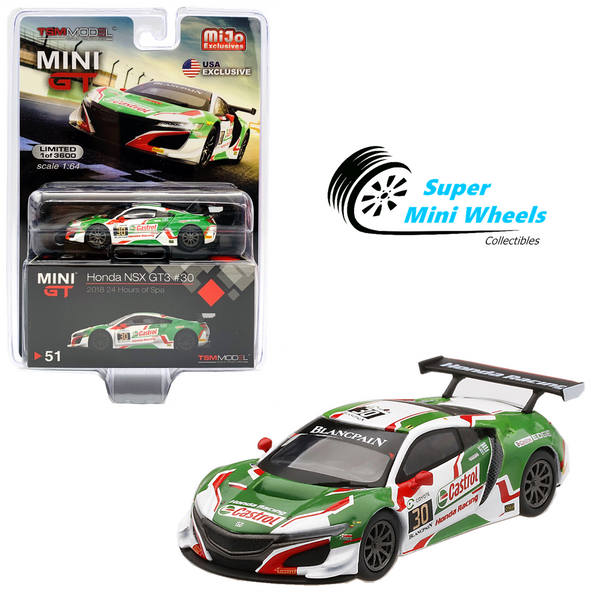 Mini GT 1:64 Honda NSX GT3 #30 24HR SPA Castrol (Green/White) #51