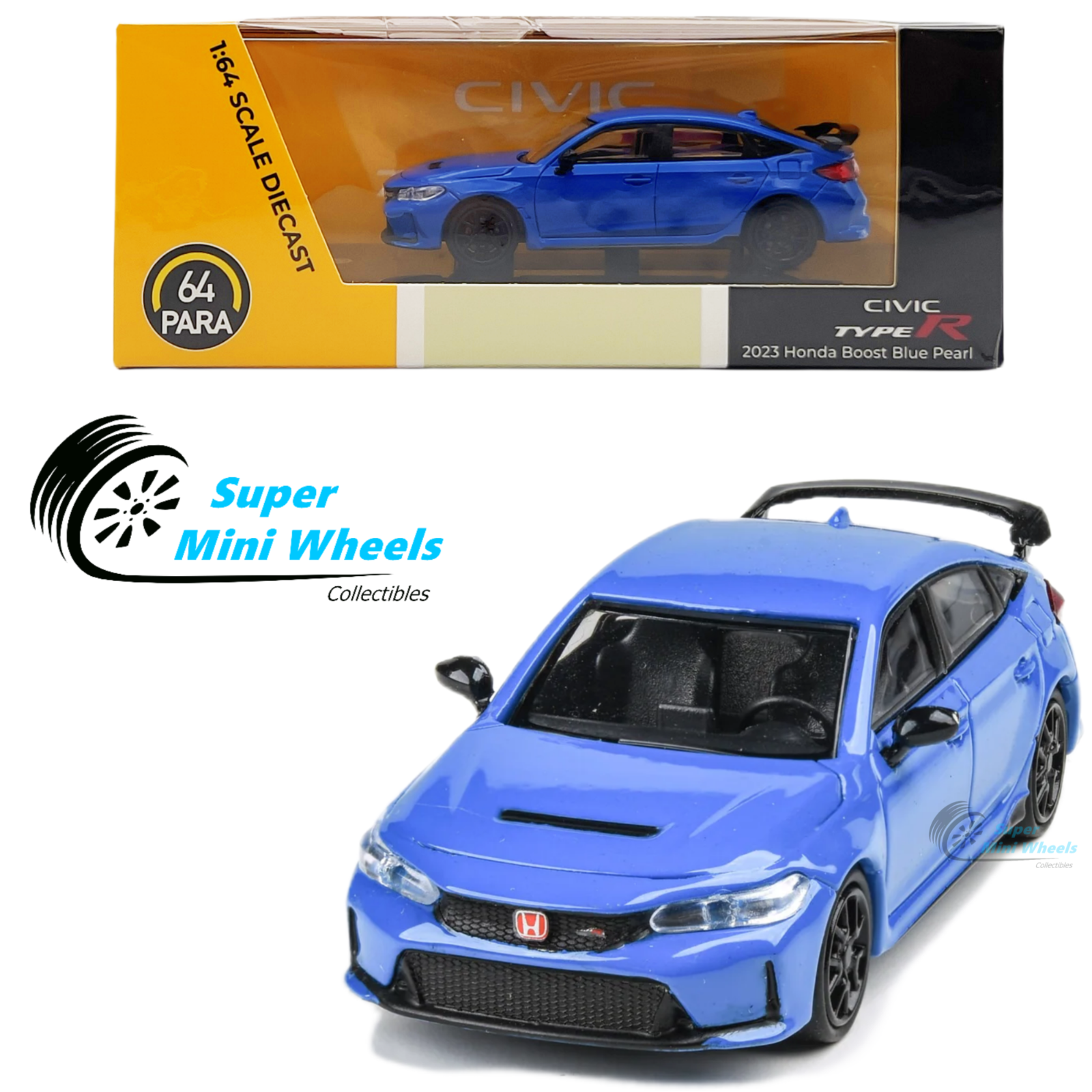 Mini GT 1:64 Honda Civic Type R 2023 – Boost Blue Pearl – Modello Chase Limited Edition MGT00637