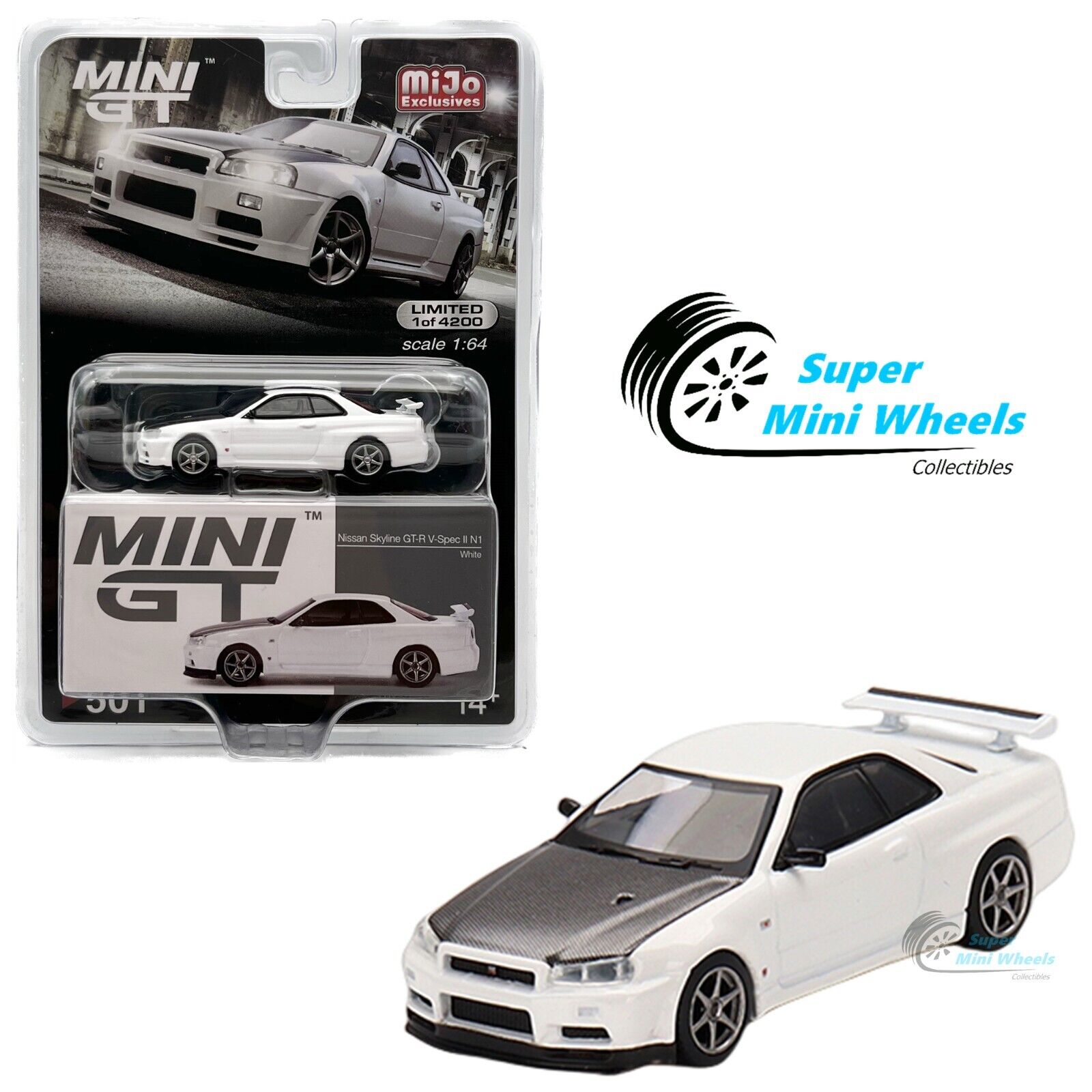 Mini GT 1:64 Nissan Skyline GT-R (R34) V-Spec II N1 White #501 – Super ...