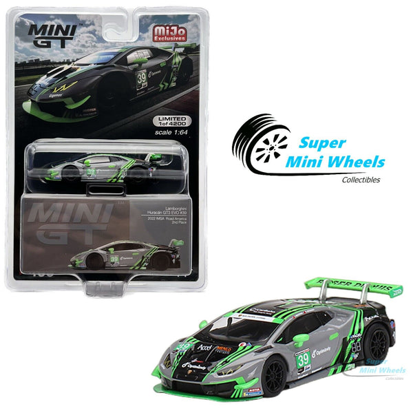 Mini GT 1:64 Lamborghini Huracán GT3 EVO #39 2022 IMSA Road America 2nd #499