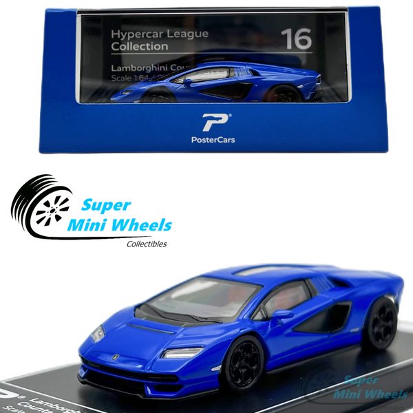 PosterCars 1:64 Lamborghini Countach LPI 800-4 Blue Hypercar League Collection