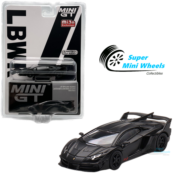 Mini GT 1:64 Lamborghini LB-Silhouette WORKS Aventador GT EVO Matte Black #502