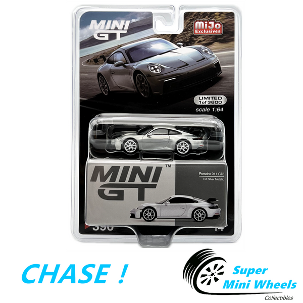 CHASE ! Mini GT 1:64 Porsche 911 (992) GT3 GT Silver Metallic #390