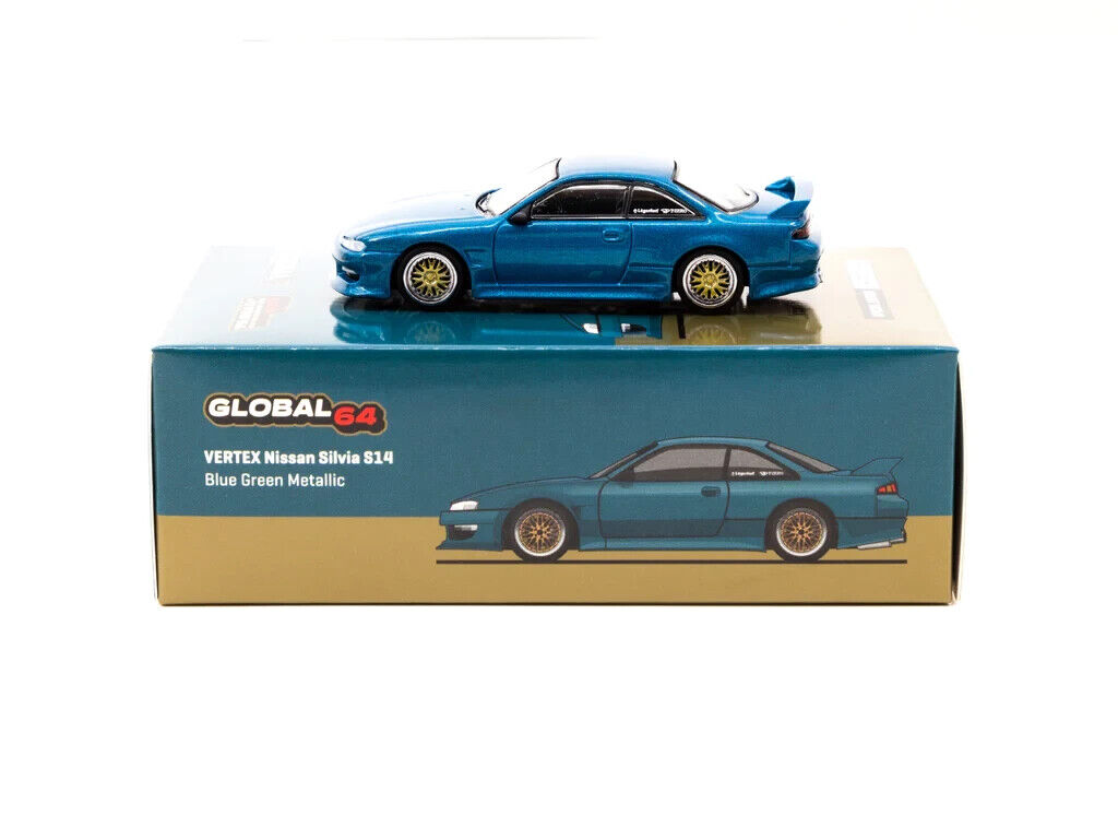 Tarmac Works 1:64 VERTEX Nissan Silvia S14 Blue Green Metallic - Japan ...