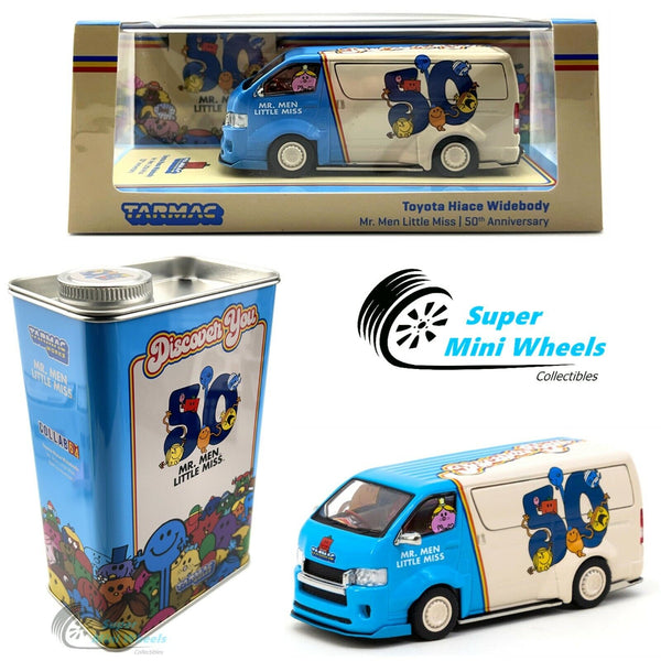 Tarmac Works 1:64 Toyota Hiace Widebody Mr. Men Little Miss 50th with Oil Can