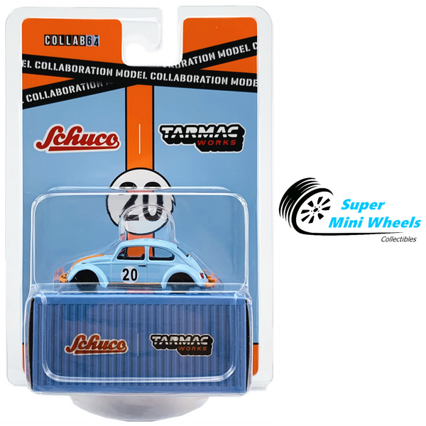 Tarmac Works x Schuco 1:64 Volkswagen Beetle Blue Orange - Diecast Model