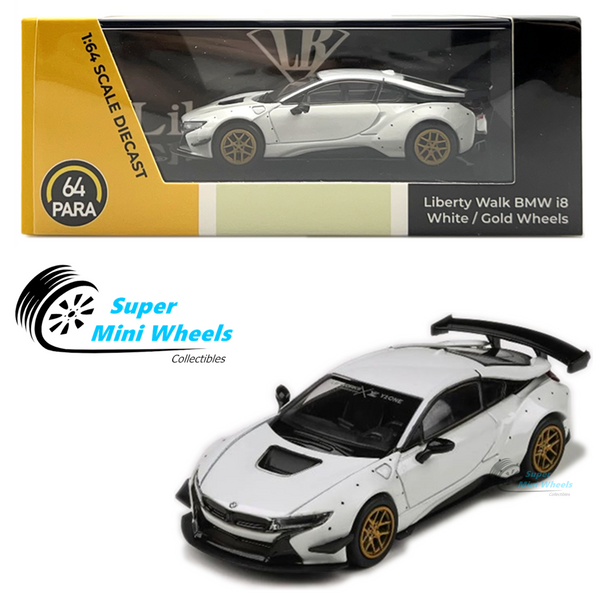 PARA64 - Liberty Walk LBWK BMW i8 - White with Gold Wheels - LHD - 1:64