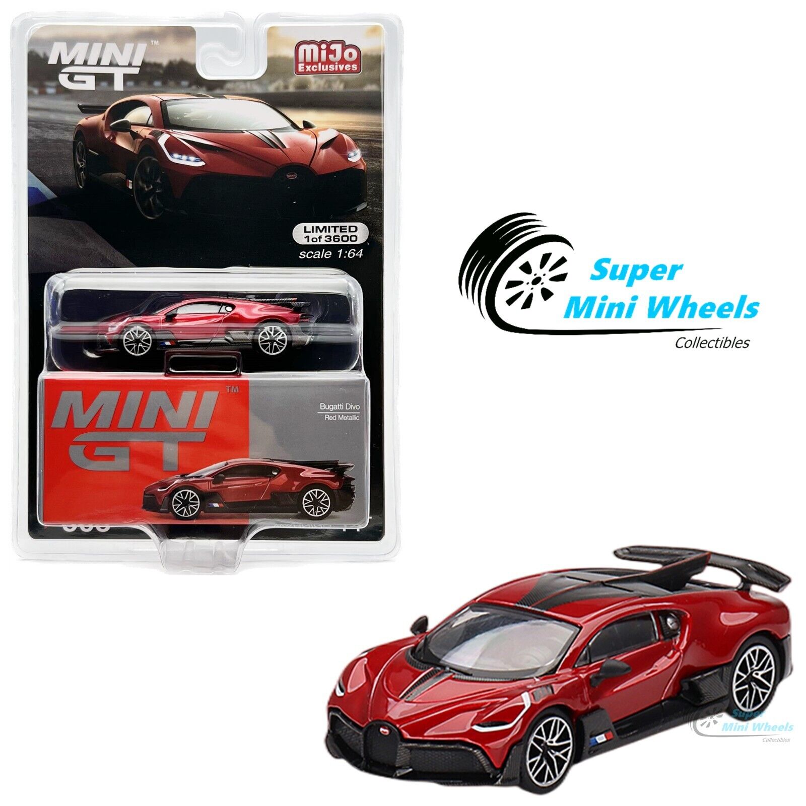 Mini GT 1:64 Bugatti Divo Red Metallic #503 – Super Mini Wheels
