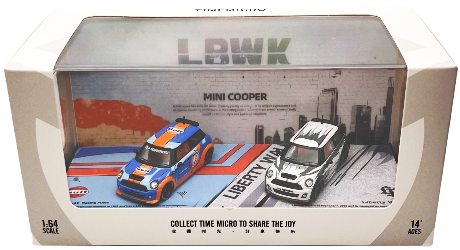 Time Micro 1:64 LBWK Mini Cooper Gulf & White - 2 Cars Set - Diecast M ...