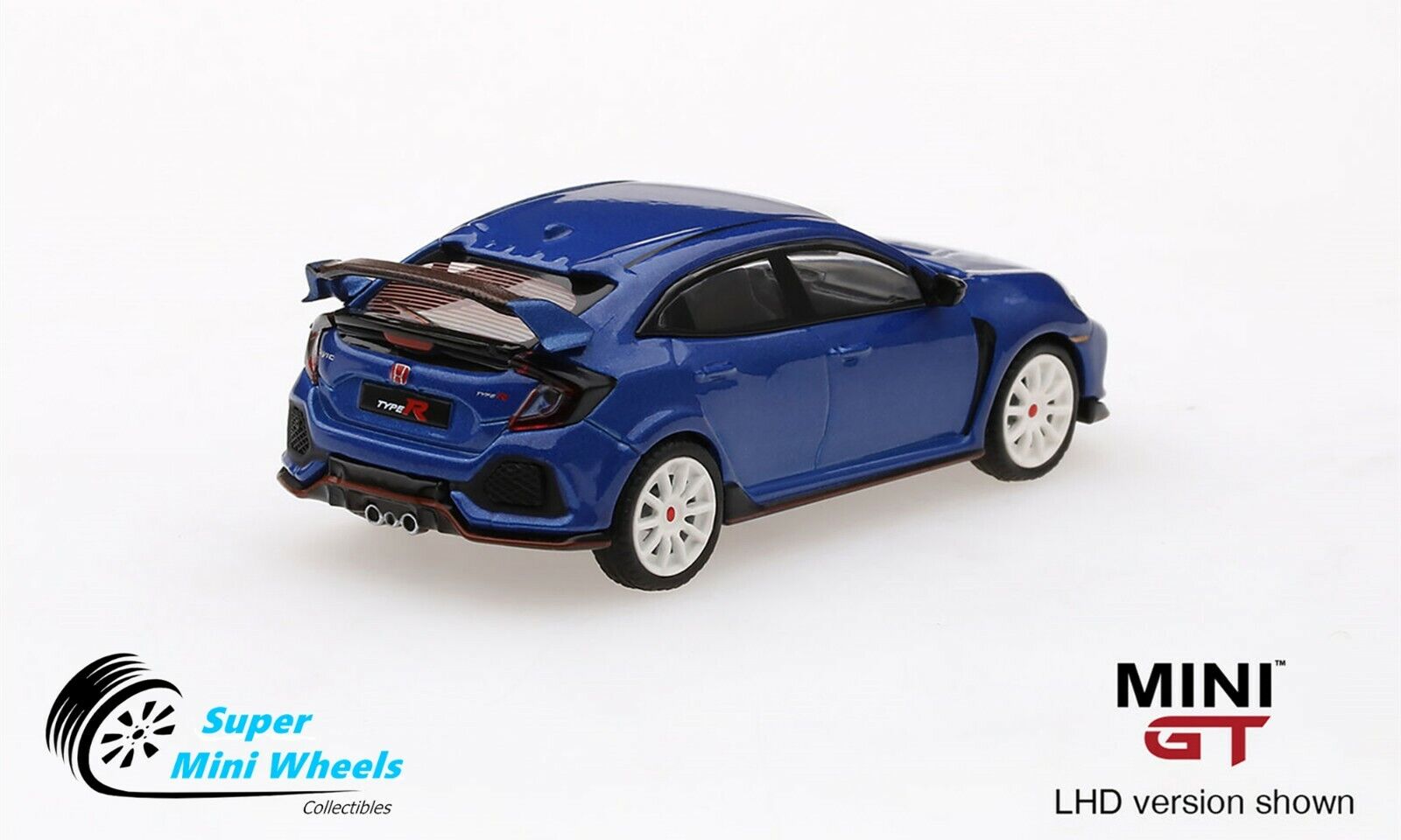 Miniature Honda Civic Type R (fk8) Avec Kit Modulo 2017 - Échelle 1:64 - Bleu égéen - Mini GT