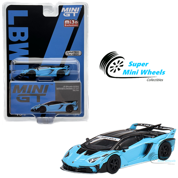 Mini GT 1:64 Lamborghini LB- LB-Silhouette WORKS Aventador GT EVO Baby Blue #494