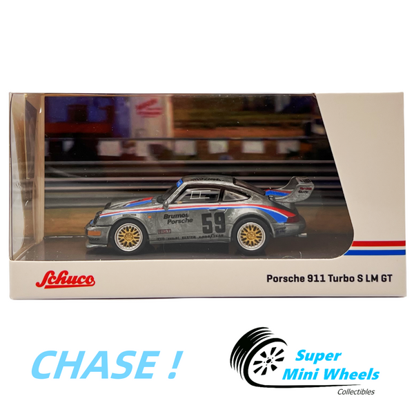 CHASE ! Schuco x Tarmac Works 1:64 Porsche 911 Turbo S LM GT White #59