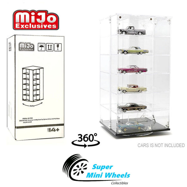 Showcase 1:64 24-Cars Display Desk Top Spinner with Cover - Mijo Exclusives