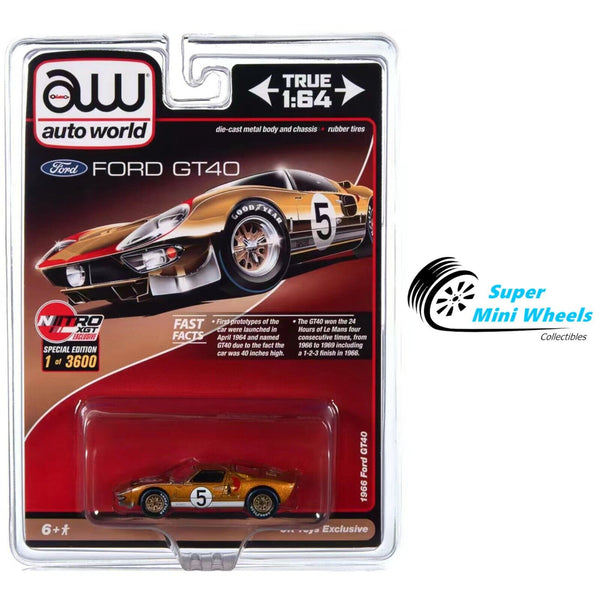 Auto World 1:64 - 1966 Ford GT40 #5 (Gold) NITRO GTX Exclusives