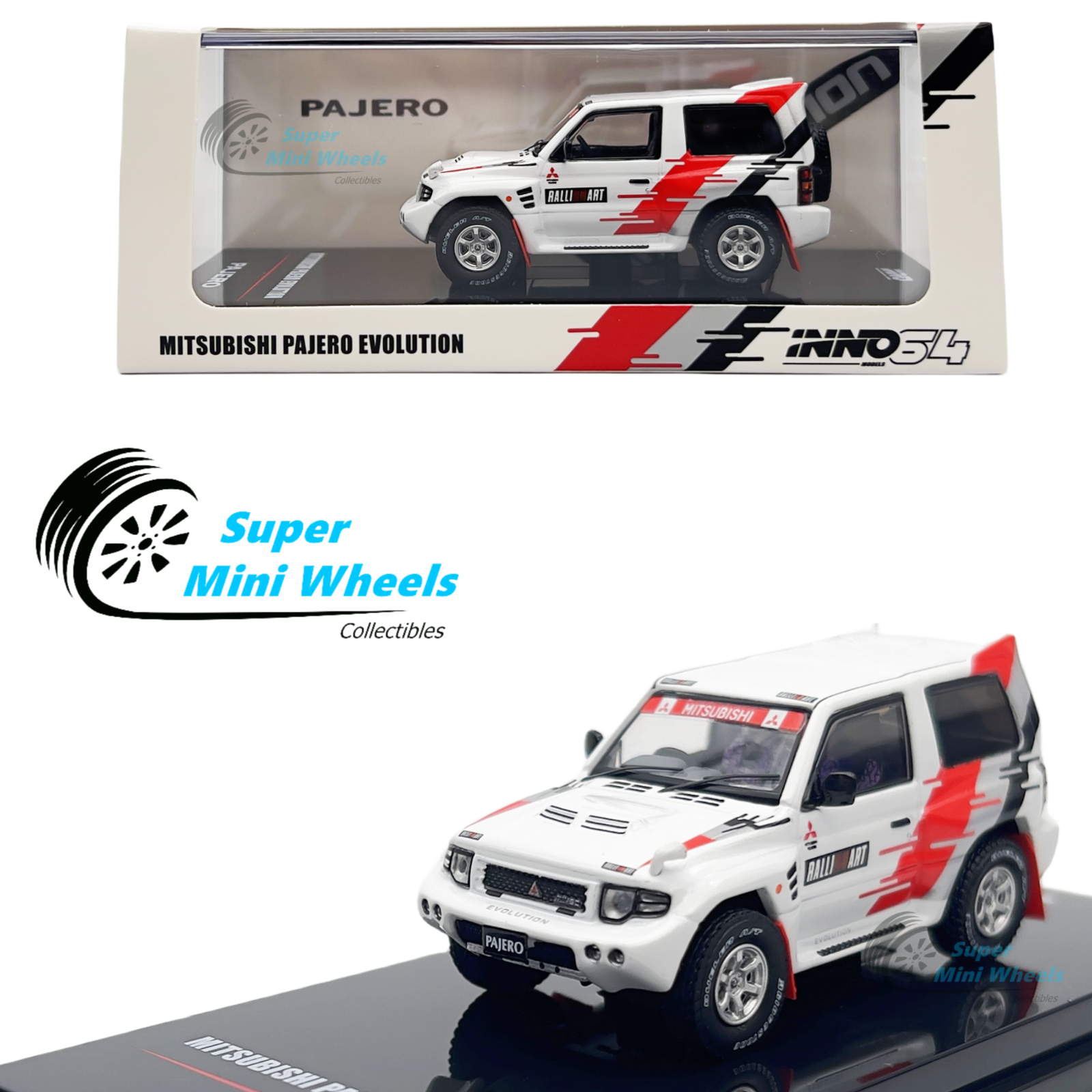 INNO64 1:64 Mitsubishi Pajero Evolution Ralliart – Super Mini Wheels