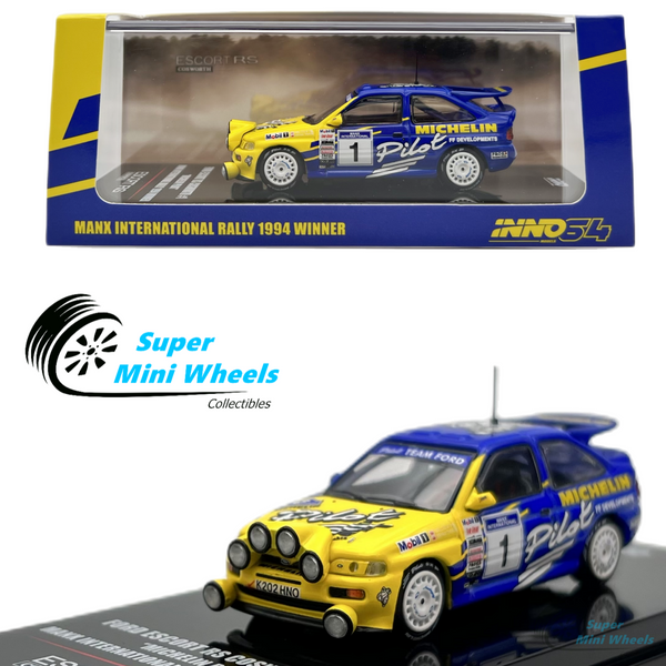 INNO64 1:64 Ford Escort RS Cosworth #1 "Michelin Pilot" Manx Rally 1994 Winner