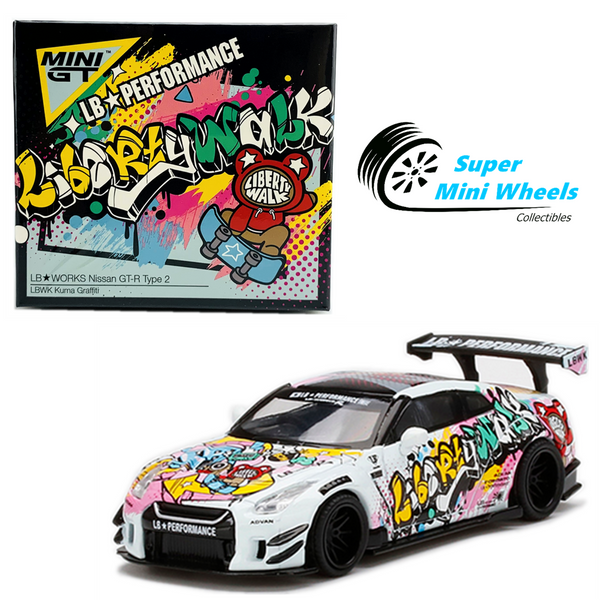 Mini GT 1:64 LB-Works Nissan GT-R R35 Type 2 Rear Wing Ver 3 Kuma Graffiti #244