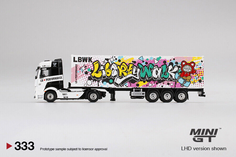 Mini GT 1:64 Mercedes-Benz Actros w/ 40 Ft Container LBWK Kuma Graffit ...