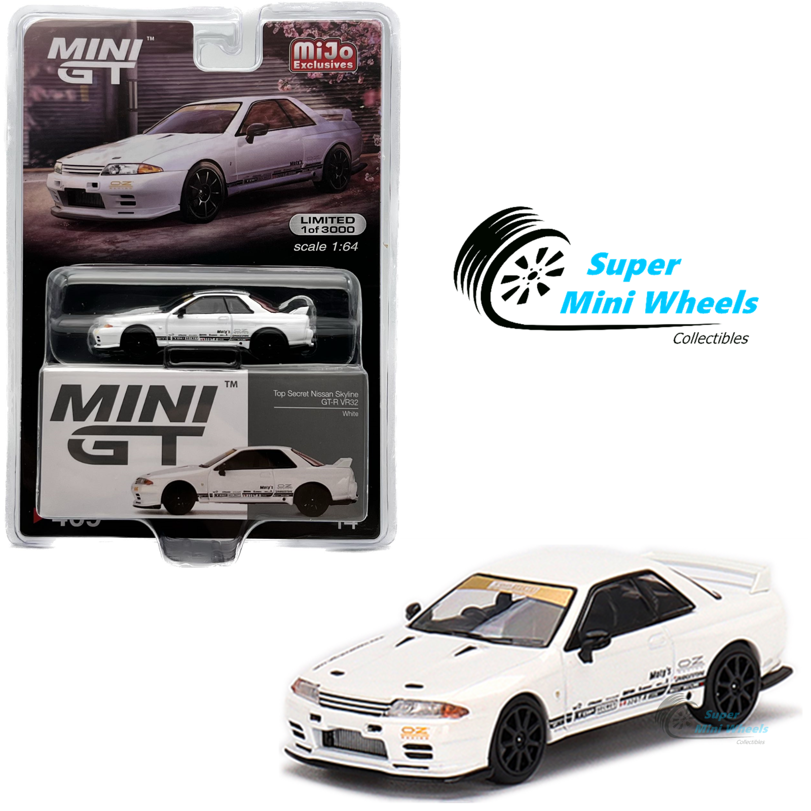 Top Secret Rims Mini GT 1:64 Top Secret Nissan Skyline GT-R VR32 White #469 – Super ...
