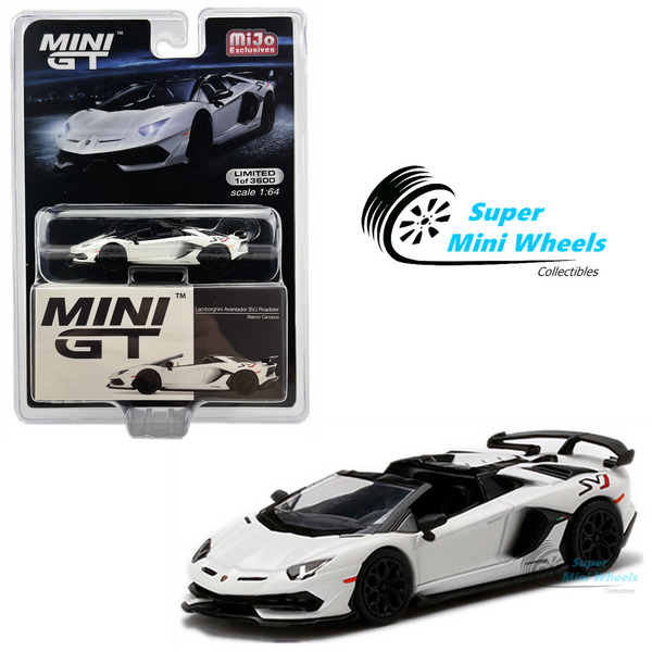 Mini GT 1:64 Lamborghini Aventador SVJ Roadster Bianco Canopus (White) #224