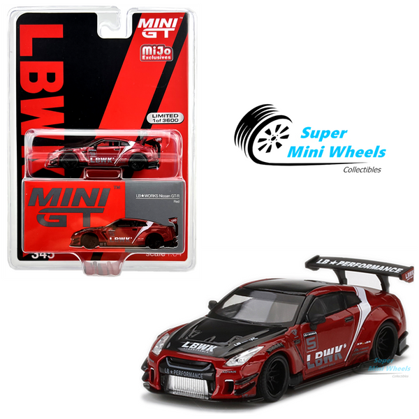 Mini GT 1:64 LB WORKS Nissan GT-R R35 Type 2 Rear Wing Ver 3 Red LBWK #345