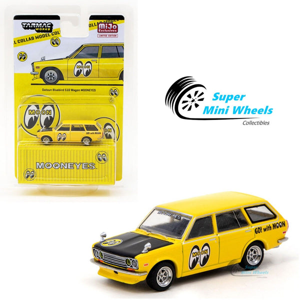 Tarmac Works 1:64 Datsun Bluebird 510 Wagon Mooneyes (Yellow) Mijo Exclusive