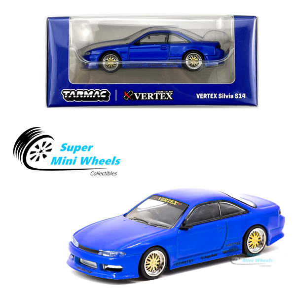 Tarmac Works 1:64 VERTEX Nissan Silvia S14 Blue Metallic - GLOBAL64