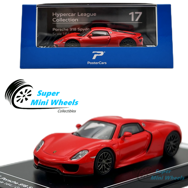 PosterCars 1:64 Porsche 918 Spyder Red - Hypercar League Collection #17