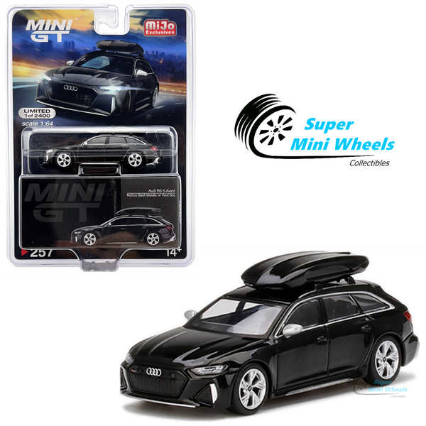 Mini GT 1:64 Audi RS 6 Avant (Mythos Black Metallic) w/ Roof Box #257